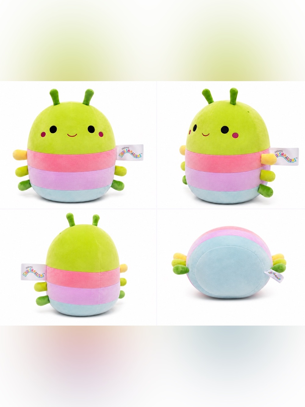Squishmallows Pastel Stripe Caterpillar Plush - Green, Pink, Purple, Blue